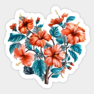 Hibiscus heart Sticker
